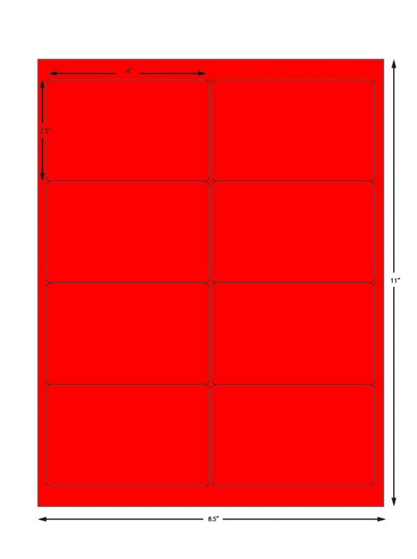 Laser Printer Sheet Labels Red 4 X 2 5 8 Labels Per Sheet 