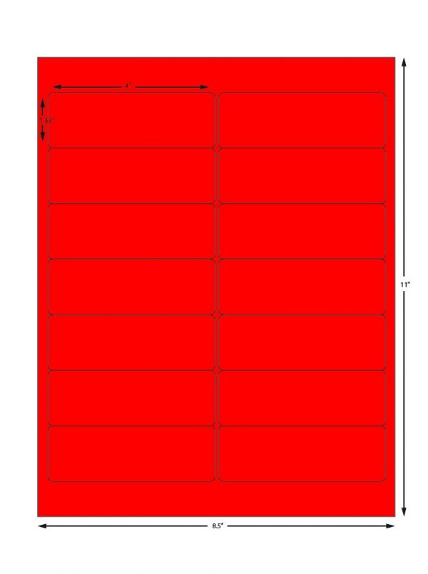 Laser Printer Sheet Labels Red 1 33 X 4 14 Labels Per Sheet 